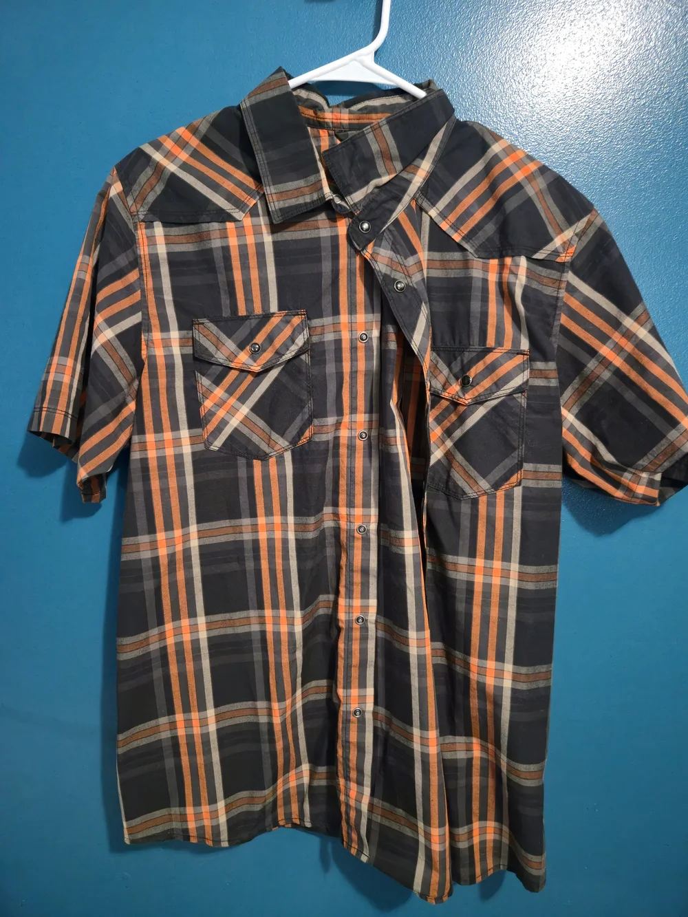 The North Face Men's Short-Sleeve Plaid Button-Down Shirt - Orange & Black